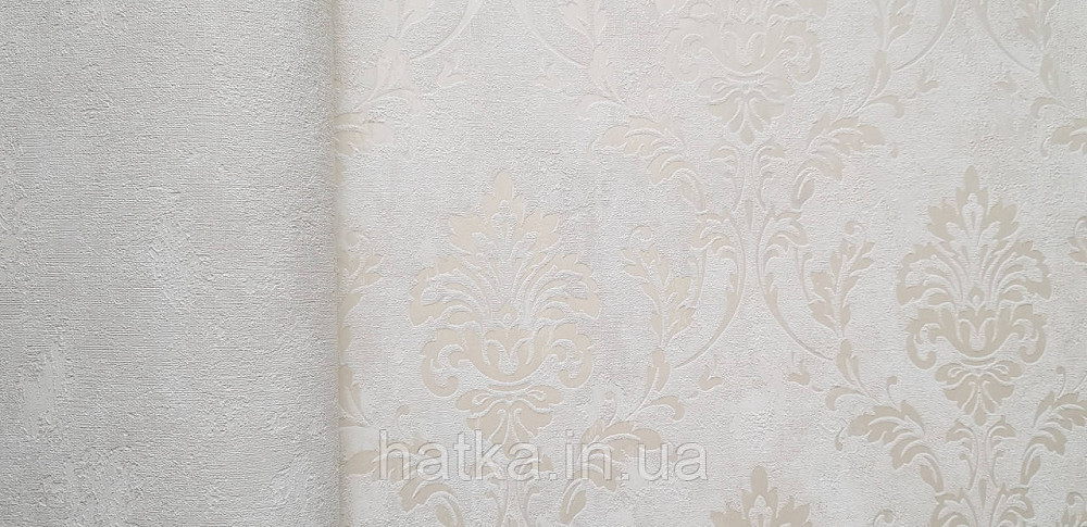 Обои виниловые на флизелине Grandeco Universe 5 вензеля завитки серебристые на молочном Киев - изображение 3