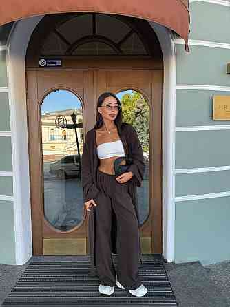 Жіночий базовий теплий костюм двійка: кардиган і штани палаццо турецький кашеміровий термо трикотаж Одеса