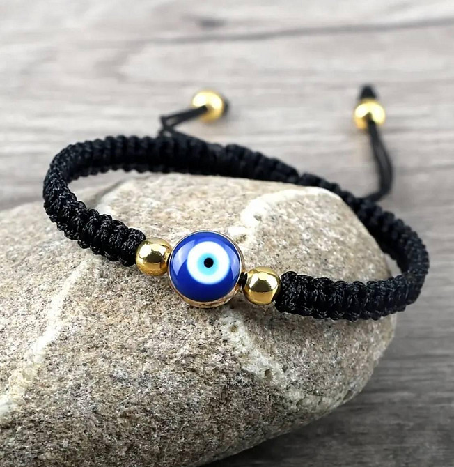 Браслет-оберег с «сглазом» — черный шнурок, регулируемый Киев - изображение 2