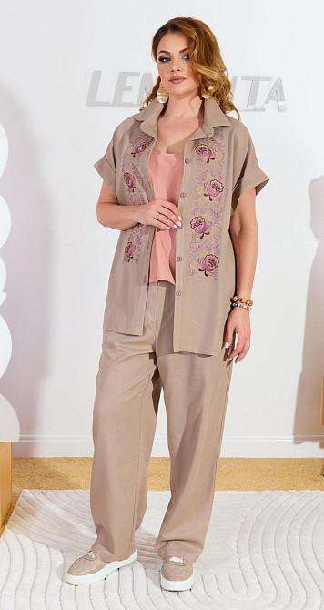 Літній брючний костюм з вишивкою (48) Київ - фото 1