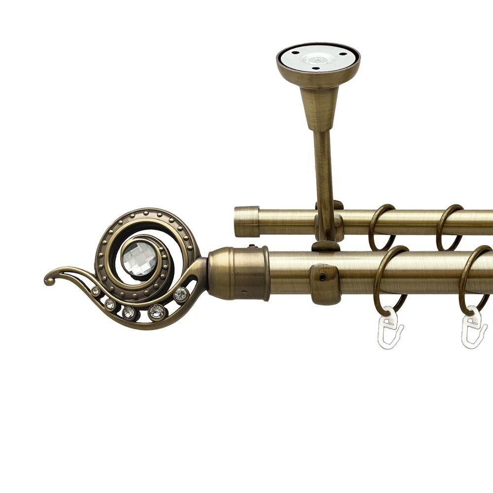 Карниз Orvit Око Дракона металевий дворядний відкритий до стелі гладка труба кільце металеве Антик 25\16 мм Львов - изображение 1