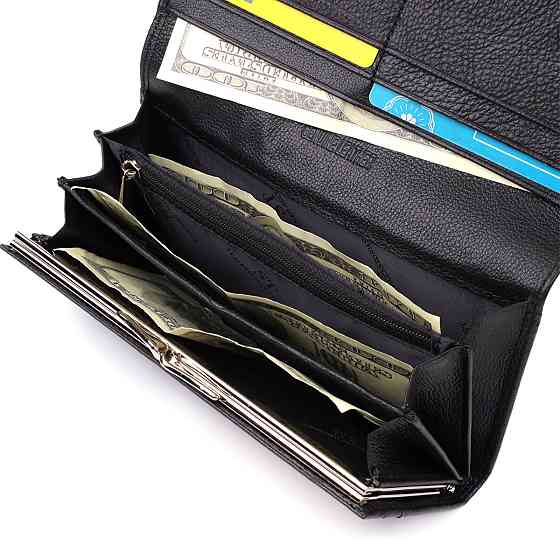 Солидный женский кошелек из натуральной кожи ST Leather 23088 Черный Киев