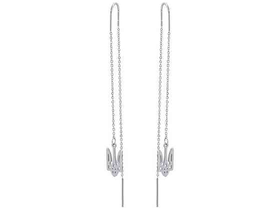 Серьги TTM Stainless Steel цвет Родий протяжки Герб Украины (161754) ТМ XUPING Киев
