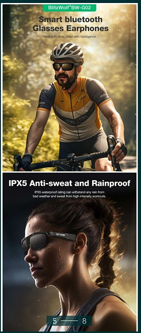 Окуляри: Blitz Wolf BW-G02, Сонцезахисні, гарнітура бездротові Навушники. Київ - фото 5