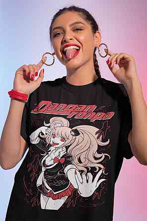 Футболка для мальчика аниме Аниме Джунко Еносхима Данганронпа оверсайз (рост от 165 до 180 ) Черний AnimeJ0102m Днепр