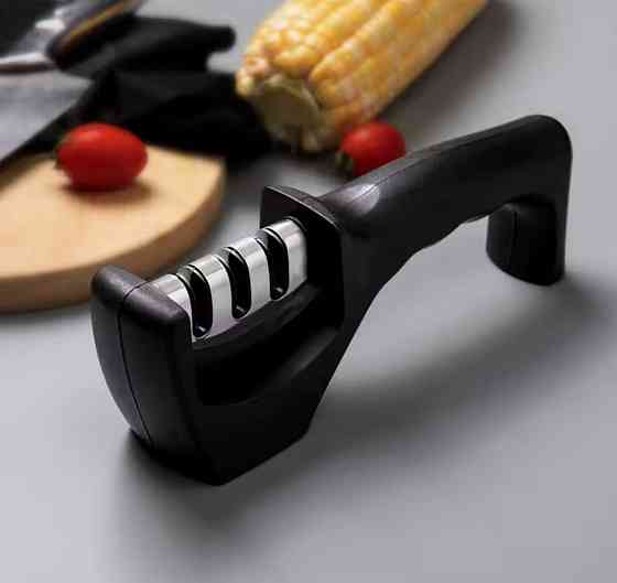 Ручная точилка для ножей трех ступенчатая 20 см чёрный Киев