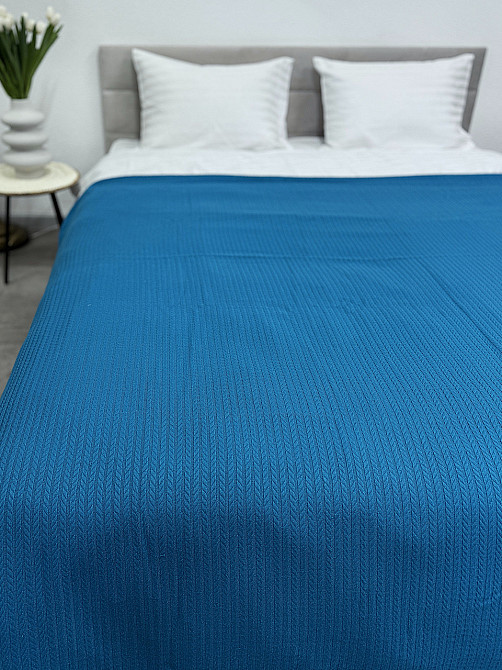 Ecotton Покривало Ecotton Pique 180х230 см натуральне блакитне Atlantic в крафтовій подарункові Коломыя - изображение 2
