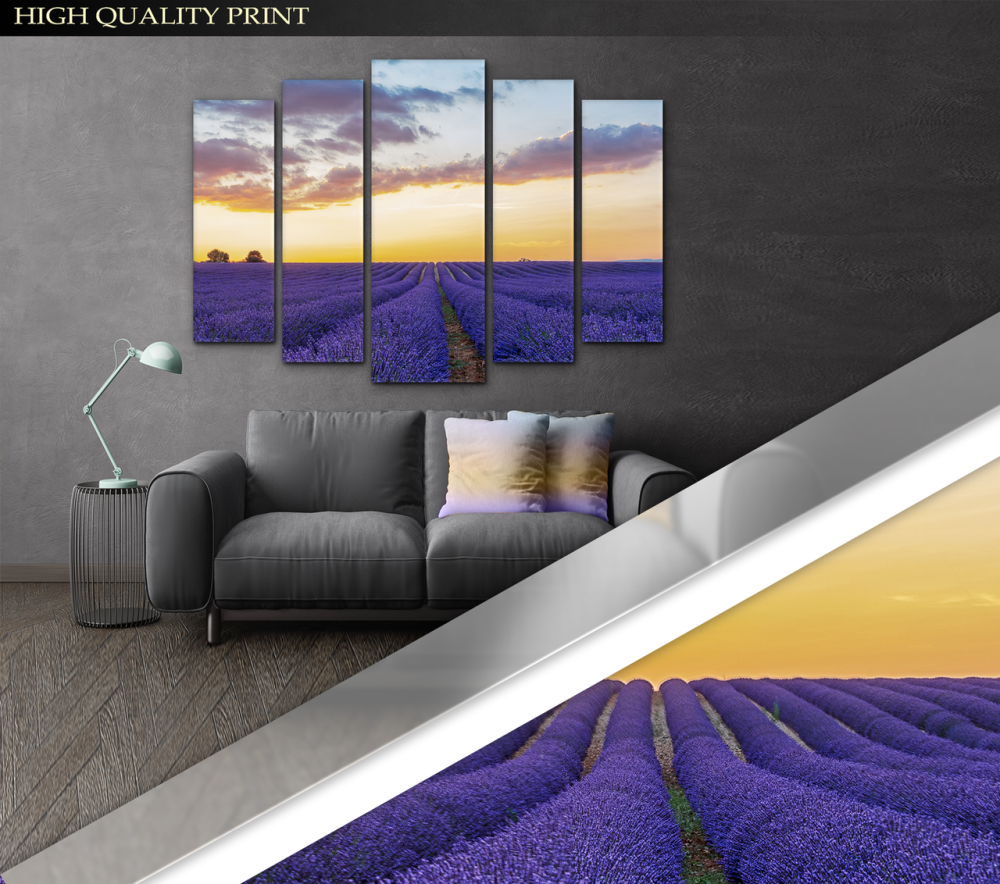 Модульна картина у вітальню / спальню Лавандове поле Світанок Art-391_5 ( 80х118см ) Київ - фото 3
