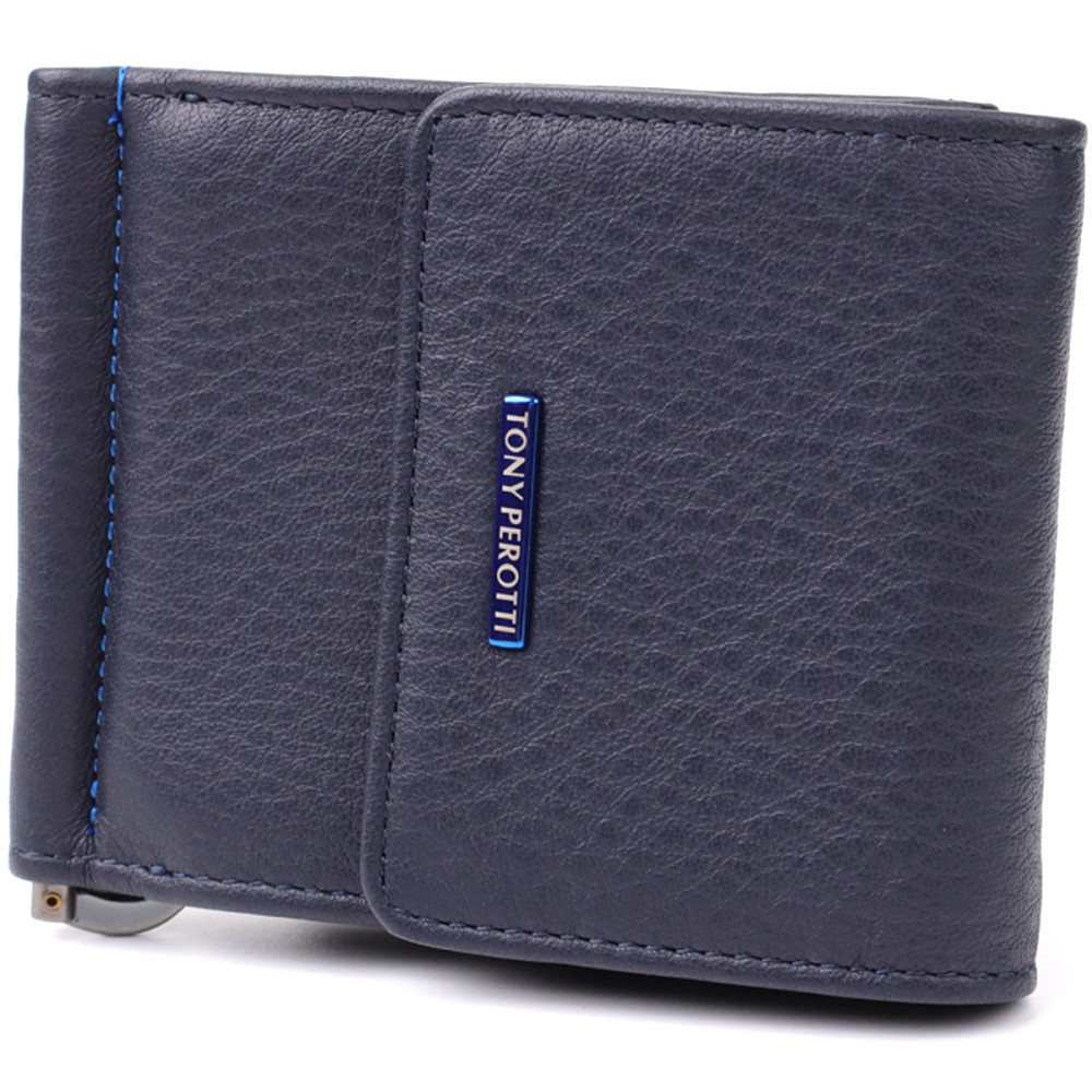 Вертикальный мужской зажим из зернистой натуральной кожи Tony Perotti 20862_1 (3595 navy) Синий Киев - изображение 1