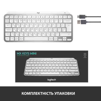 Клавіатура Logitech MX Keys Mini Wireless Illuminated UA Pale Grey (920-010499) Вінниця