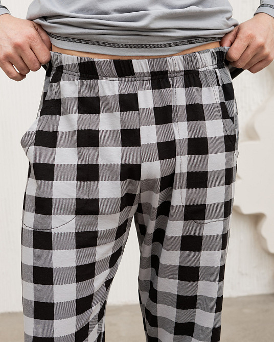 Мужская пижама серая клетка - Позитив - Family look Tom John 93487 M Киев - изображение 10