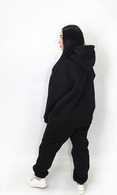 Жіночий спортивний теплий костюм тринитка на флісі XL-2XL Чорний Харків - фото 3
