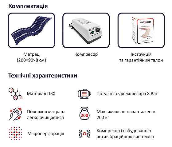 Протипролежневий матрац з компресором M01 Дніпро