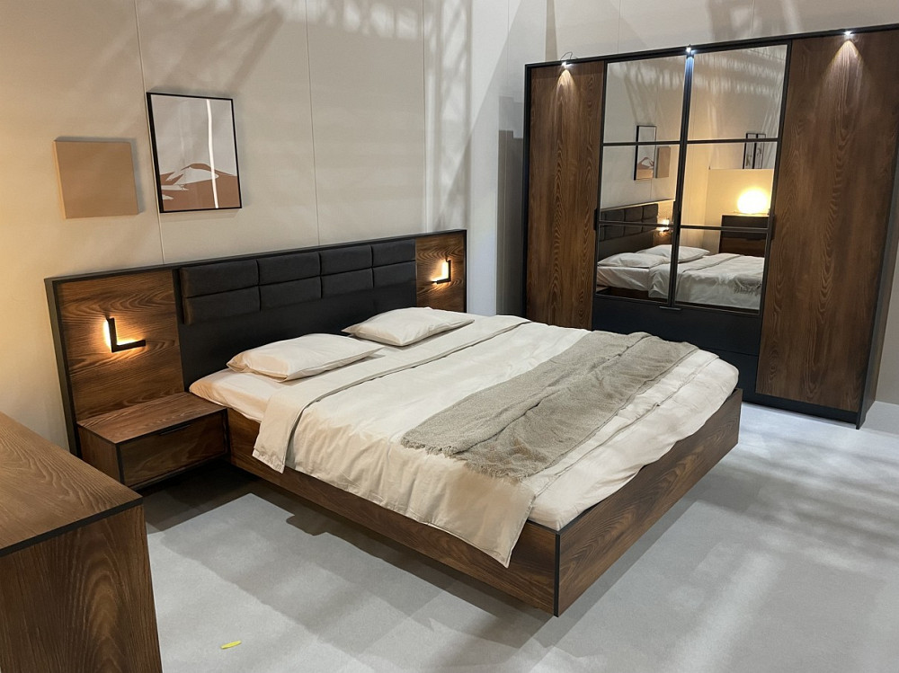 Шафа для одягу Perfect Home Мілтон / Milton 4-дверна з дзеркалом 4D2S/220 Каштан/антрацит (PFH-091085) Дніпро - фото 10