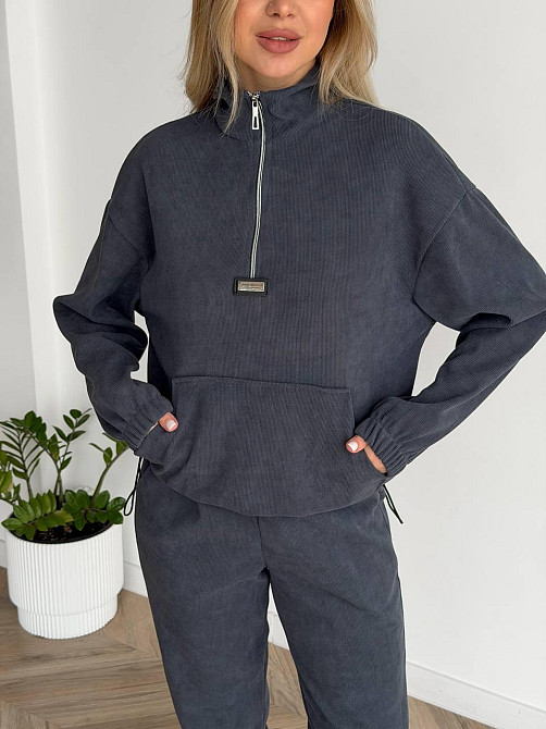 Женский стильный повседневный костюм двойка трикотажный ольвет Графит, 46/48 Одесса - изображение 3