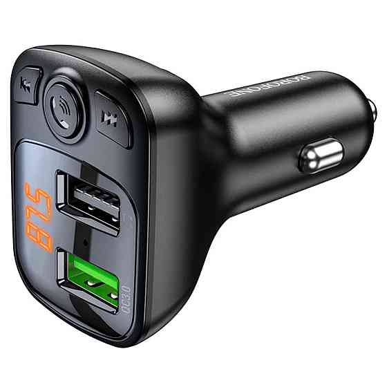 АЗП з FM-модулятором BOROFONE BC41 Eminency QC3.0 Car BT FM transmitter 18W Black 8525500090 (BC41B-8525500090) Київ