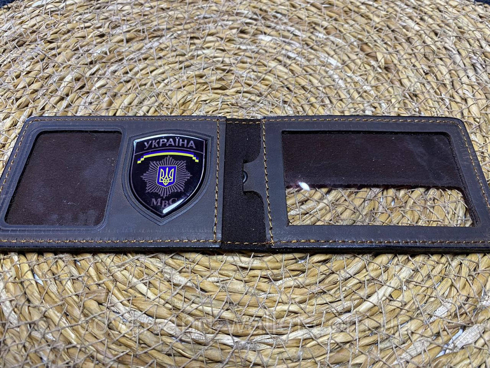 Горизонтальна обкладинка на посвідчення "МВС" (Міністерство внутрішніх справ) із шевроном шоколад Київ - фото 5