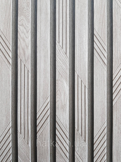 Обои виниловые на флизелине метровые Sintra Edelina полосы под стеновую панель коричневые с серым Киев - изображение 1