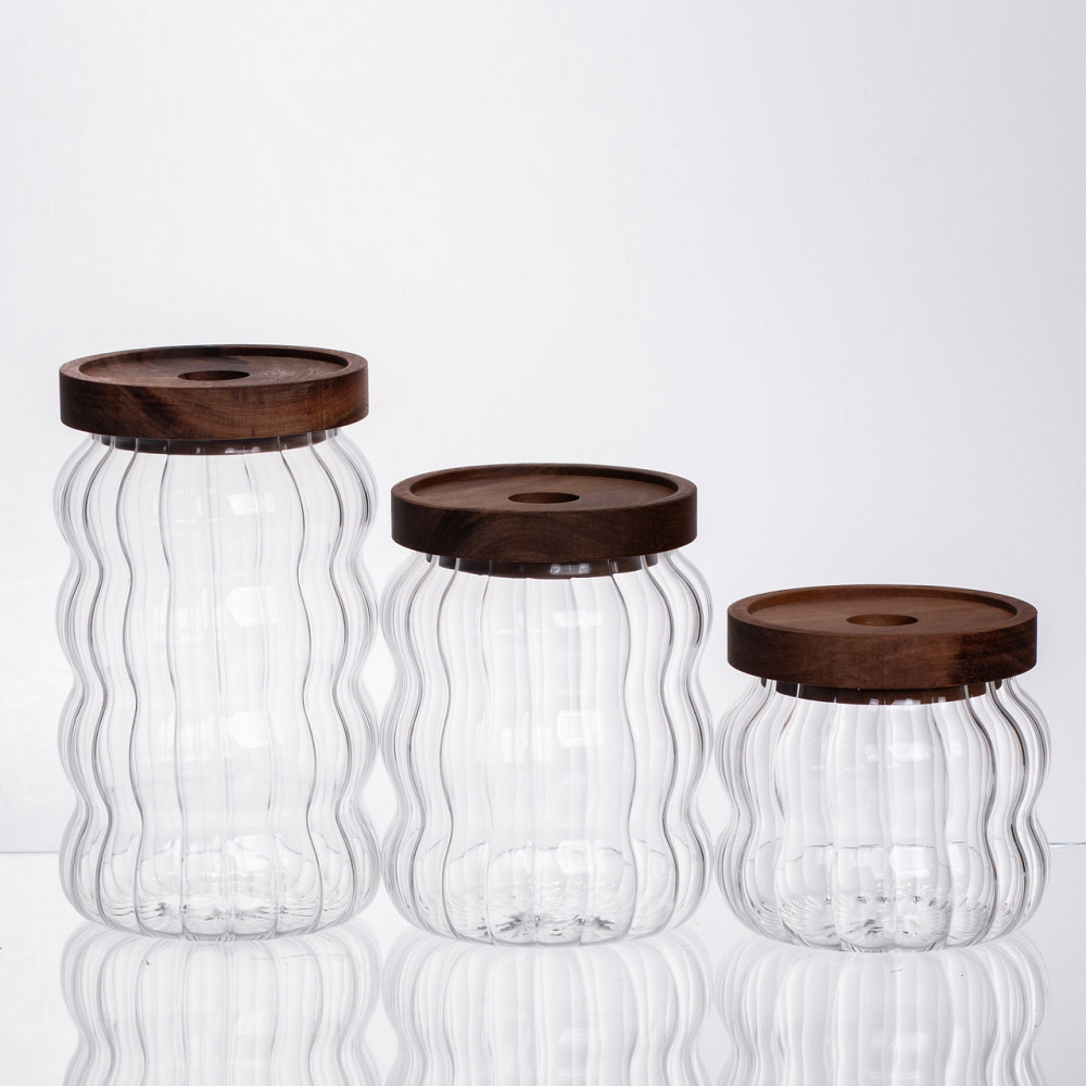Набір банок для зберігання з бамбуковими кришками 400/600/800 мл 64486-13 Київ - фото 1