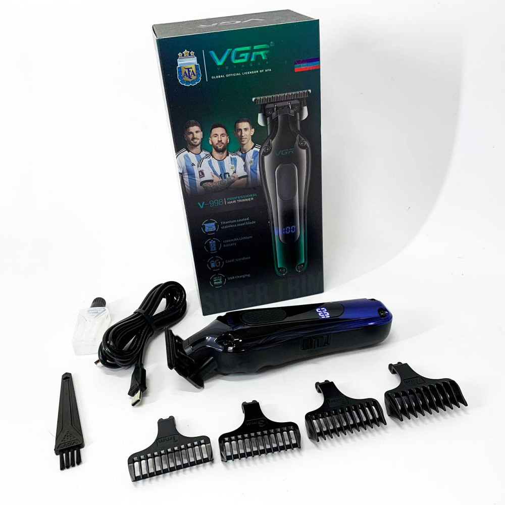 Тример для стрижки акумуляторний професійний VGR, Машинка для стрижки акумуляторна з насадками WC-14 Львів - фото 10