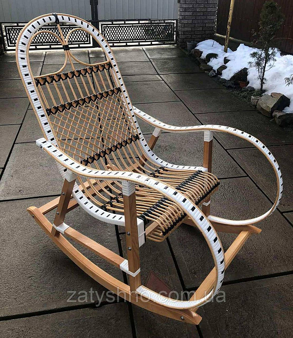 Кресло качалка белая с ротанга Киев - изображение 7