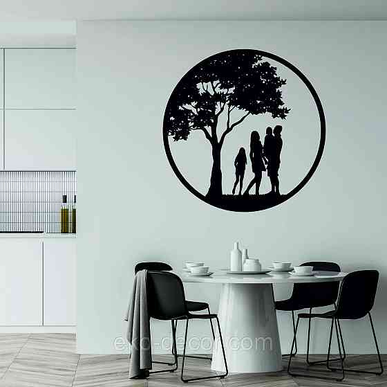Декоративне настінне Панно «Родина», Декор на стіну 90*90 см, Чорний Київ