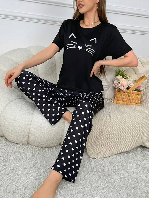 Жіночий домашній комплект-трійка: футболка шорти та штани з принтом 44/46 Одеса - фото 5