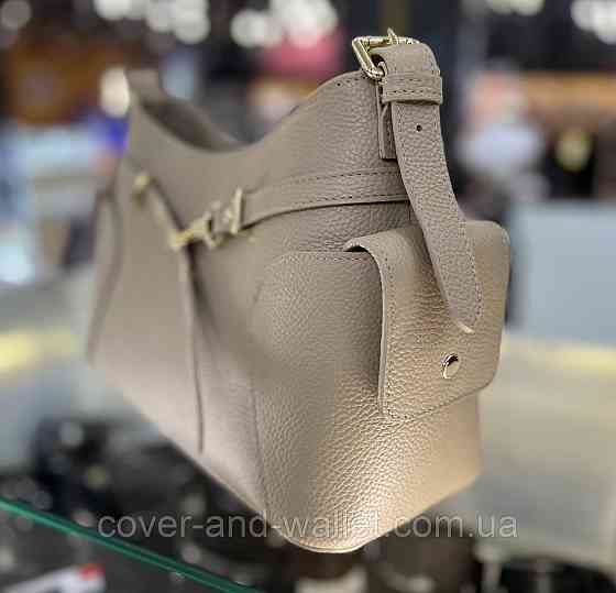 Стильна жіноча сумка через плече з натуральної шкіри (тауп) Virginia Conti Київ