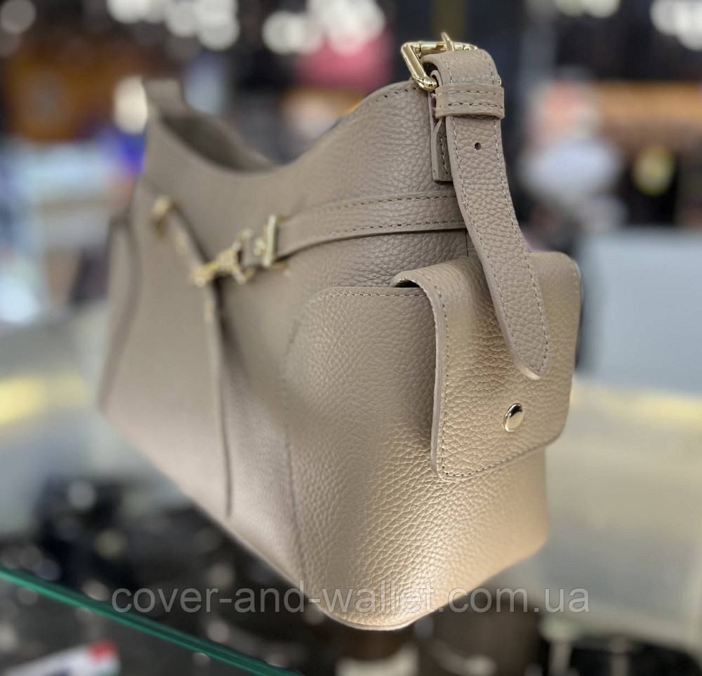 Стильная женская сумка через плечо из натуральной кожи (тауп) Virginia Conti Киев - изображение 3