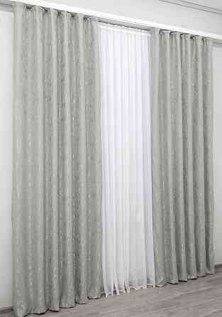 Комплект готових штор VR-Textil Льон мармур Pavliani № 1179ш Сірий 100х270 см 2 шт (31-461) Київ