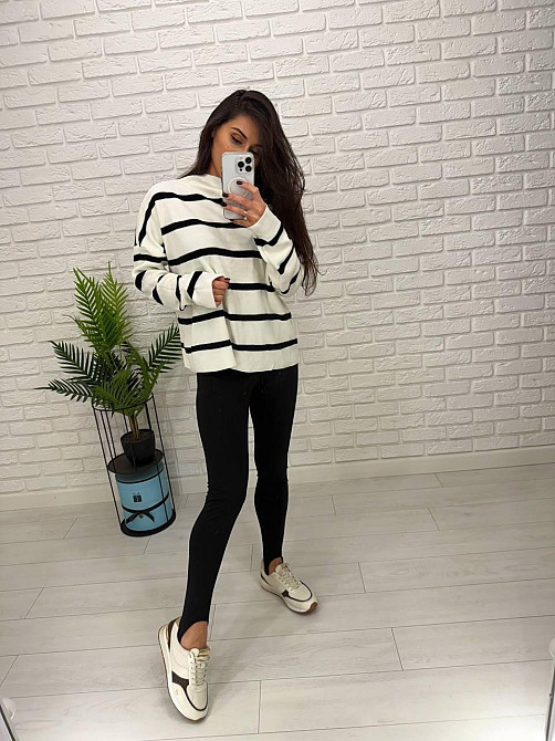 Жіночі теплі базові лосини зі штрипками дайвінг на флісі Одеса - фото 6