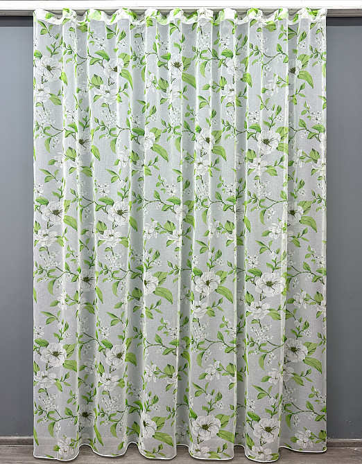 Тюль VR-Textil 1809т Flora Батист Білий з салатовим 400х270 см (42-0962) Київ - фото 2