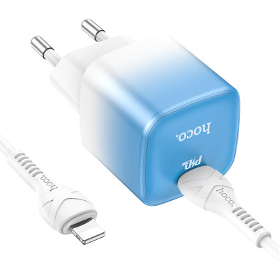 Зарядний пристрій HOCO C101A USB-C PD20W + cable USB-C to Lightning Ice Blue (6931474769381) Вінниця - фото 9