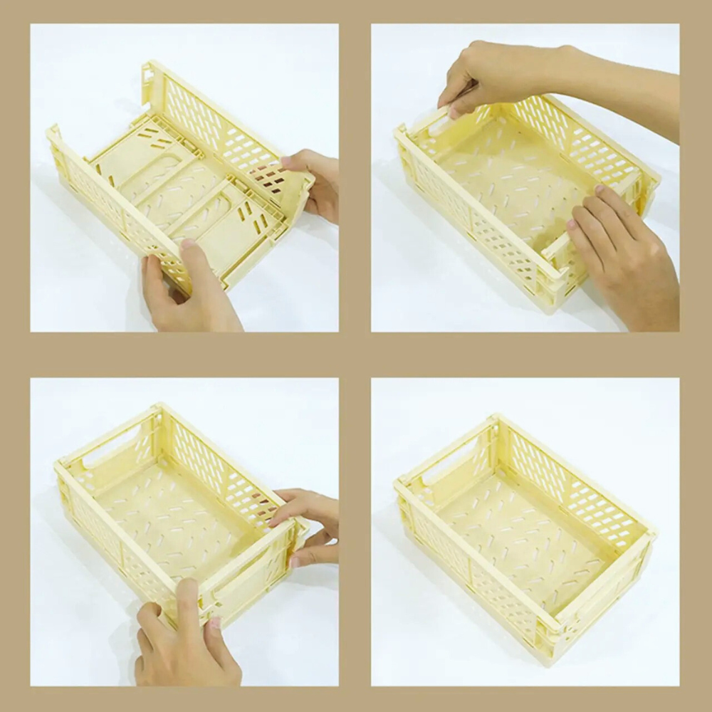 Пластиковый органайзер, складная корзина для хранения, контейнер  с ручками, 15×9.8×5.7см, цвет бежевый Каменец-Подольский - изображение 4