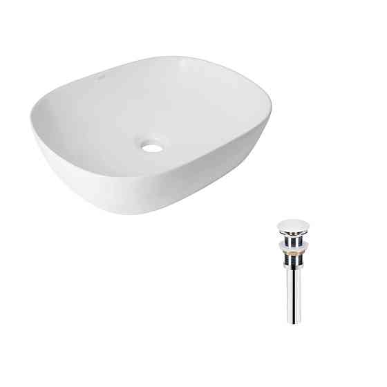 Комплект Qtap Aquarius: Раковина накладная прямоугольная 470x380x120 мм White + Донный клапан PU02 Киев