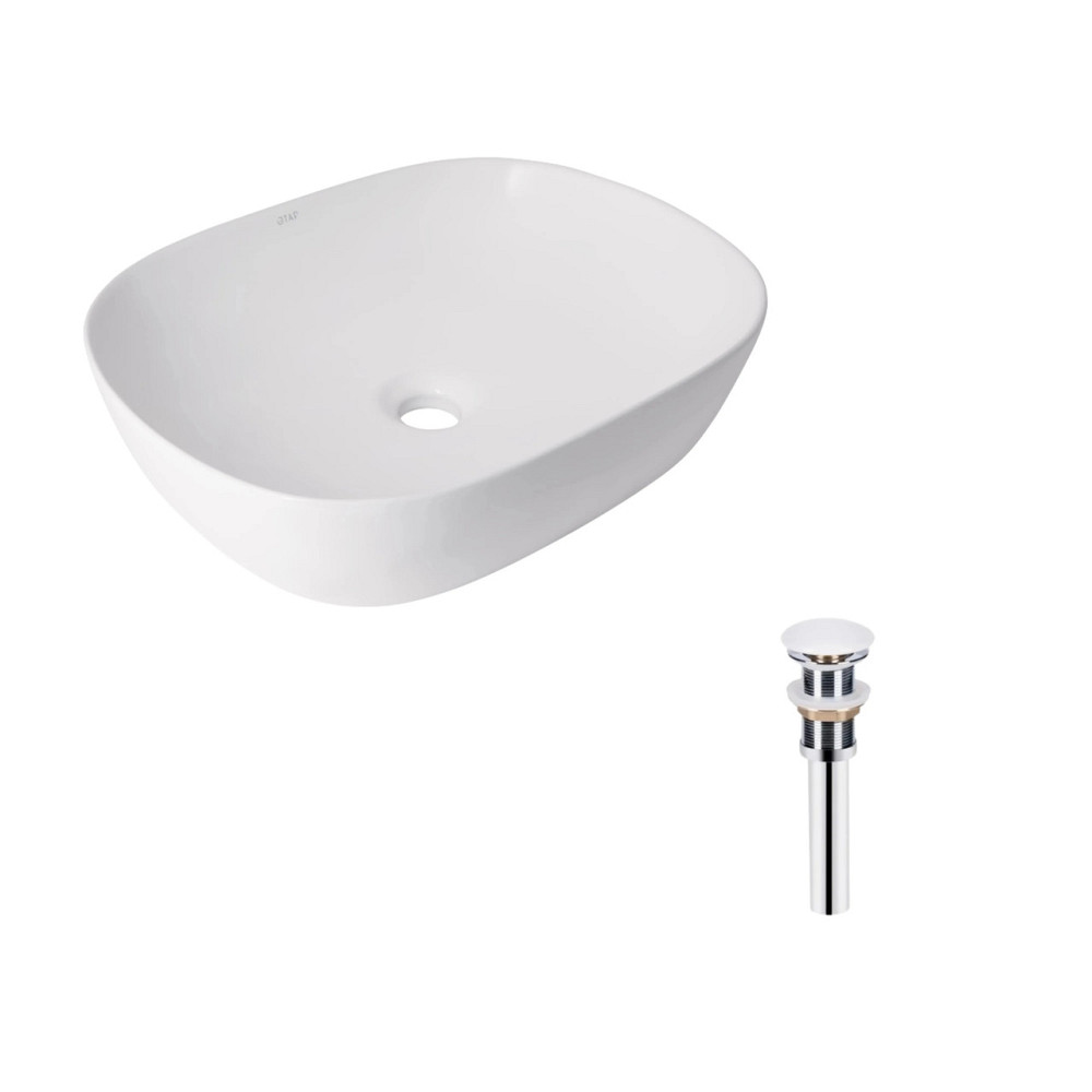 Комплект Qtap Aquarius: Раковина накладная прямоугольная 470x380x120 мм White + Донный клапан PU02 Киев - изображение 1