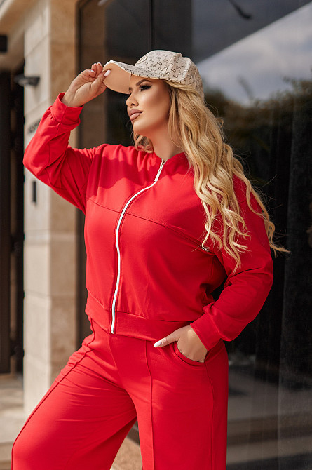 Жіночий трикотажний костюм зі штанами палаццо "Alicante"  | Батал Червоний, 54-56 Київ - фото 4