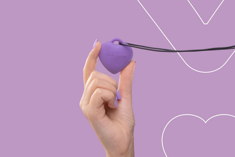 Мінівібратор «Сердечко» FairyGasm PleasureStone violet, 9 режимів, на шнурку Sex Aura Київ - фото 6