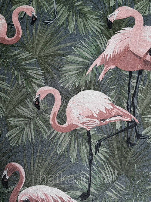 Шпалери флізелінові еко Decoprint Essentials EE22533 рожевий фламінго листя папороті на зеленому Київ - фото 2