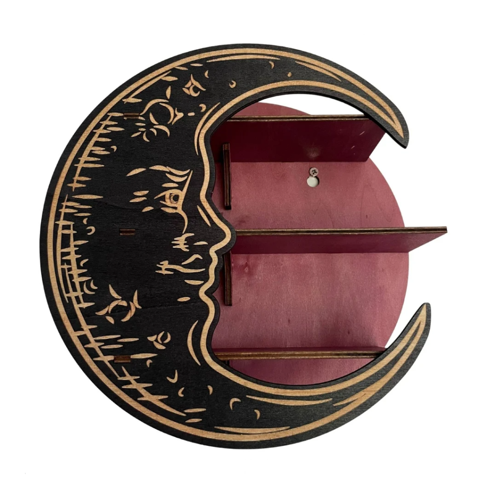 Настенная полка Луна, органайзер с 3 полками для украшений и декора, деревянная полка полумесяц, цвет Purple Каменец-Подольский - изображение 3