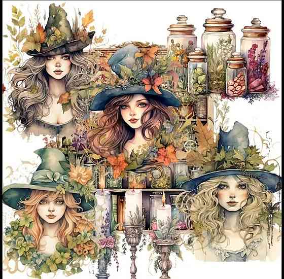 Набір вінтажних стікерів Зілля та магія – 40 шт Київ