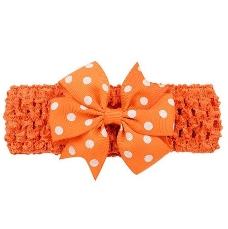 Детская оранжевая повязка с бантом в горох - размер универсальный (на резинке), бант 8см Киев - изображение 1