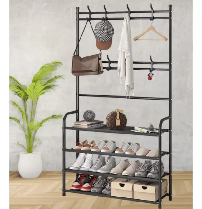 Напольная вешалка для одежды и обуви 154 х 60 х 29,5 см 4 полки, металл/пластик Одесса - изображение 1