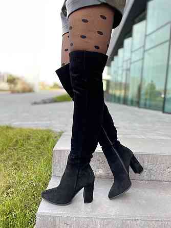 Nivelle Ботфорти жіночі NIVELLE чорні натуральна замша зима євро-хутро висота 50см обхват гоміл Коломыя