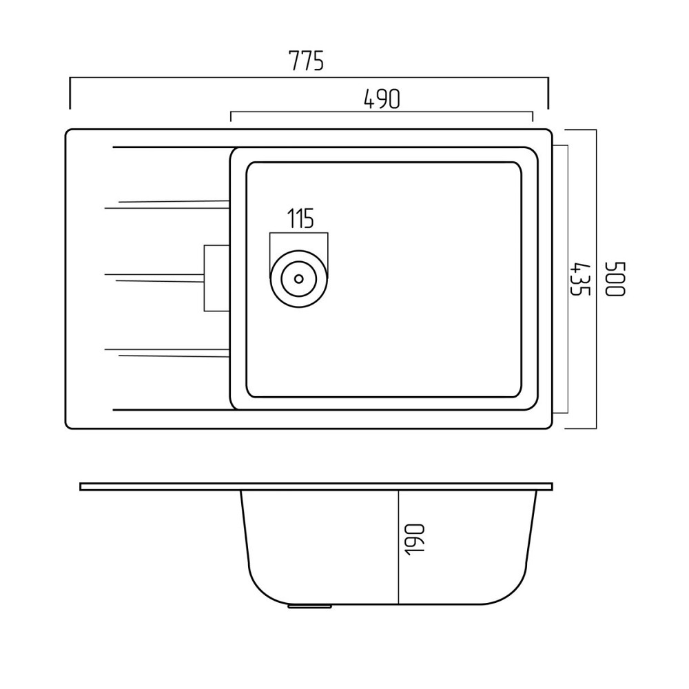 VALESO Гранітна мийка для кухні VALESO ROMA 7850 матова Чорний металік Київ - фото 3