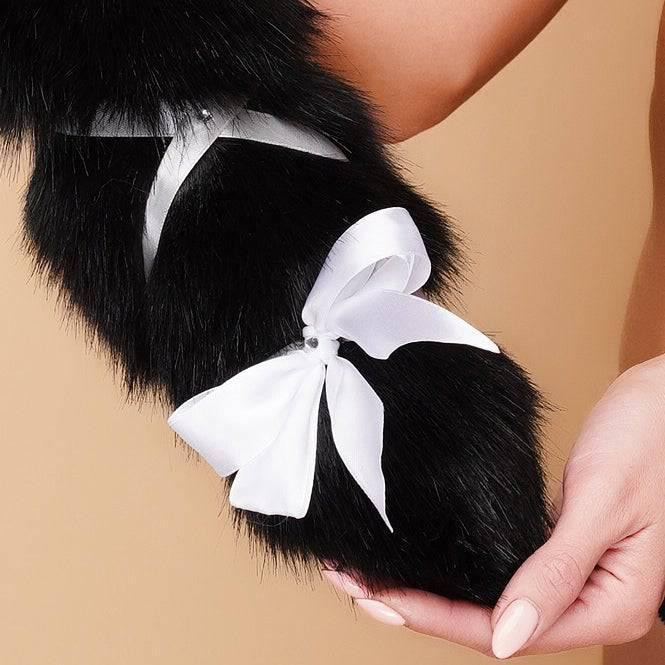 Анальный хвост с лентой без пробки, Черный, OKOVA 60 см. Sex Aura Киев - изображение 4