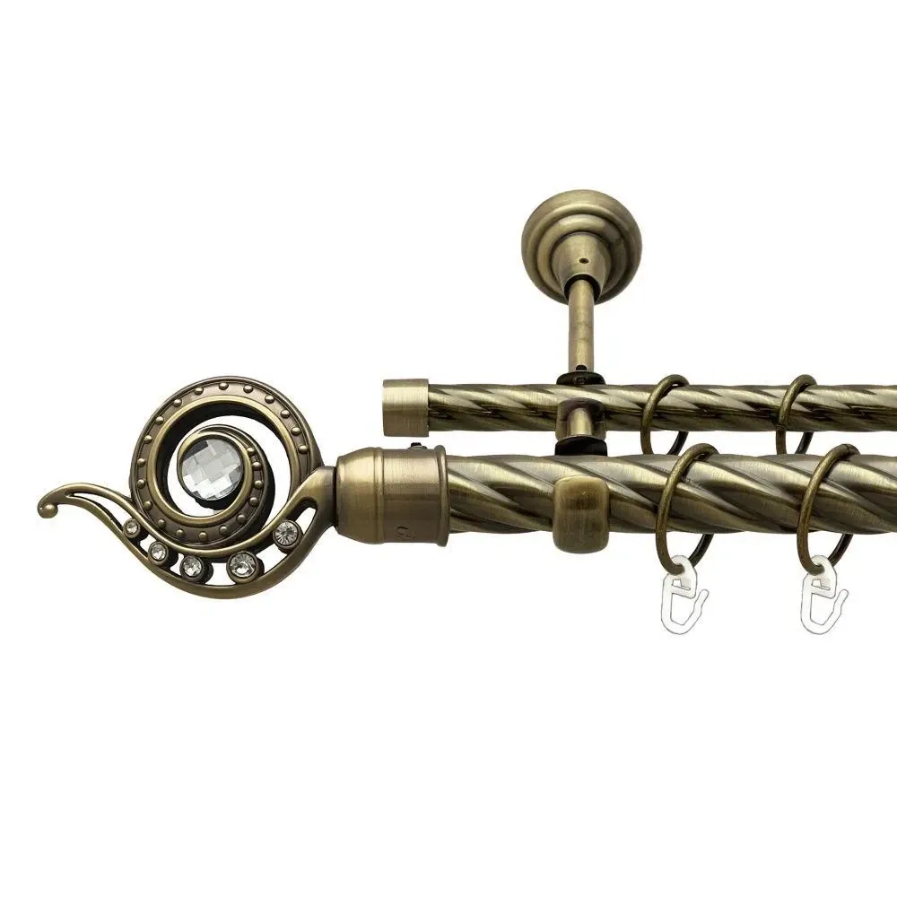 Карниз Orvit Око Дракона металевий дворядний відкритий скручена труба кільце металеве Антик 25\16 мм 240 см (00-00018087) Львів - фото 1