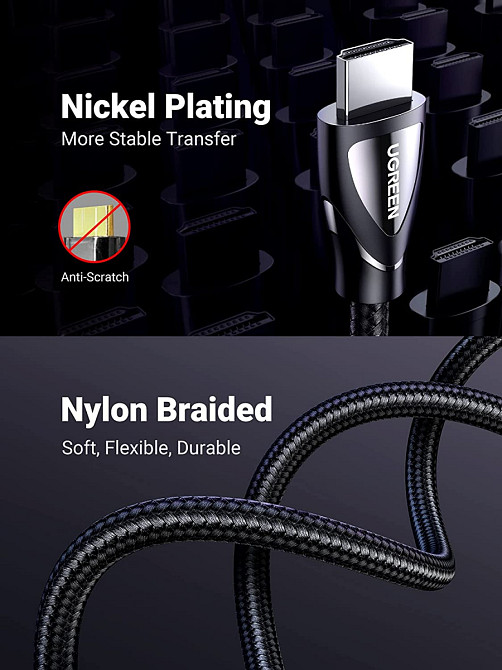 HDMI кабель V2.1 UGreen HD140 з підтримкою 8K@60Hz 4K@120Hz 80403 (Чорний, 2м) Николаев - изображение 7