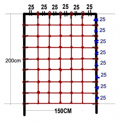 Гладіаторська сітка для лазіння 200x150 см S-Hook для дитячих ігрових комплексів Київ - фото 1