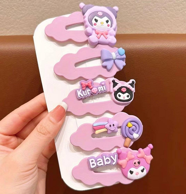 Заколки для волос Kuromi 5 шт фиолетовые детские зажимы ассорти случайного дизайна Киев - изображение 2